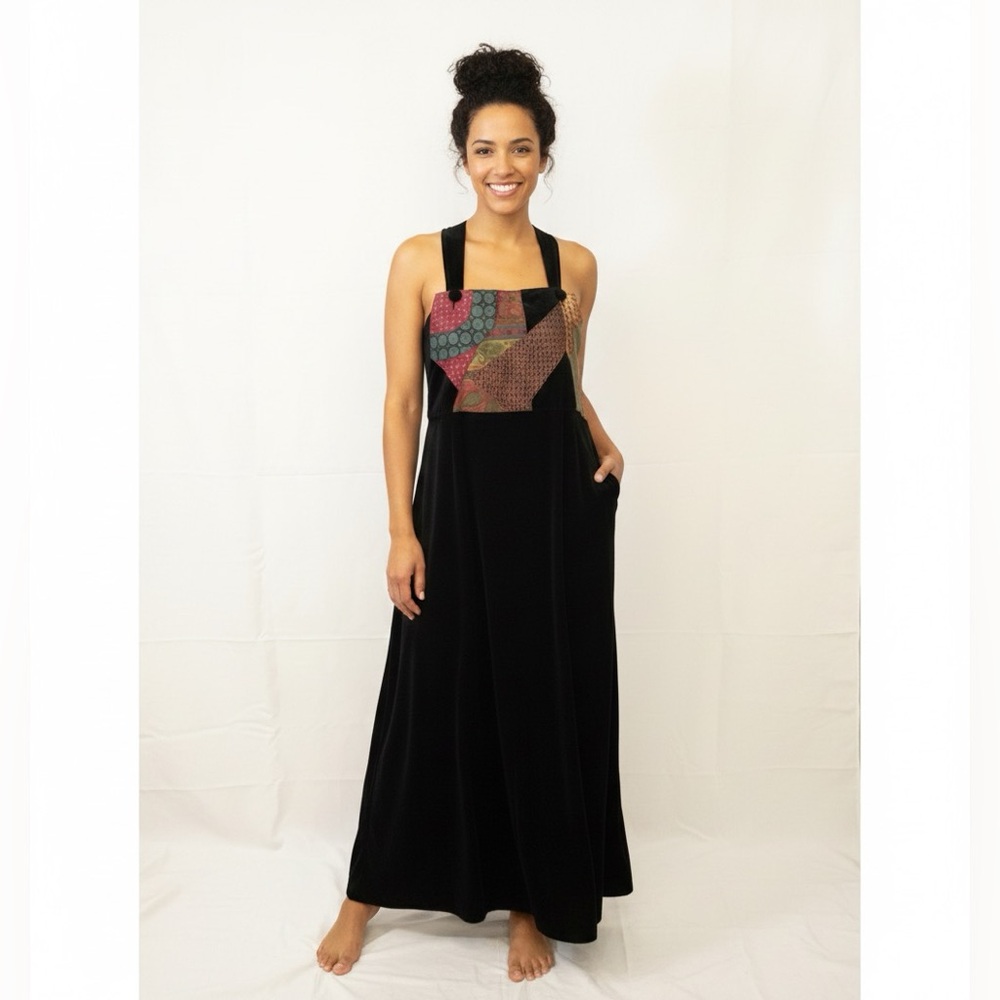 CANVASBACKS I  XL Multi colored black velvet dress - Picture 9 of 9